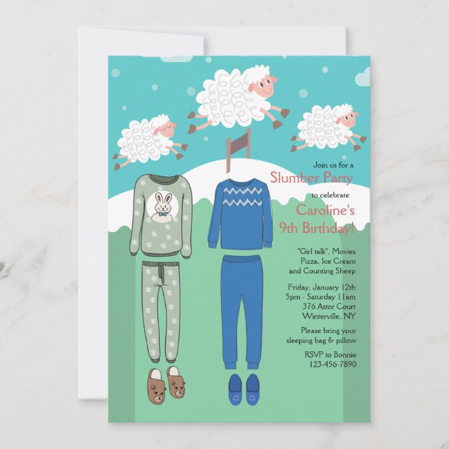 Slumber Party Invitations (Front)