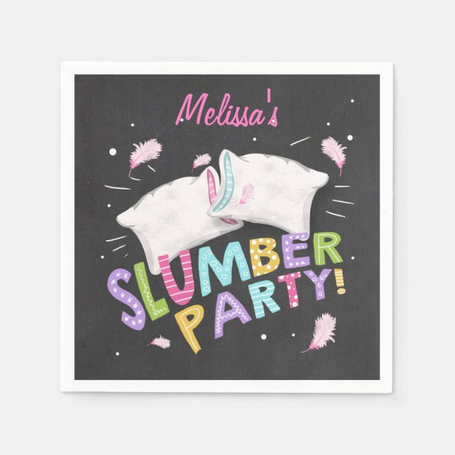 Slumber party Paper Napkin Pink Girl Sleepover (Front)