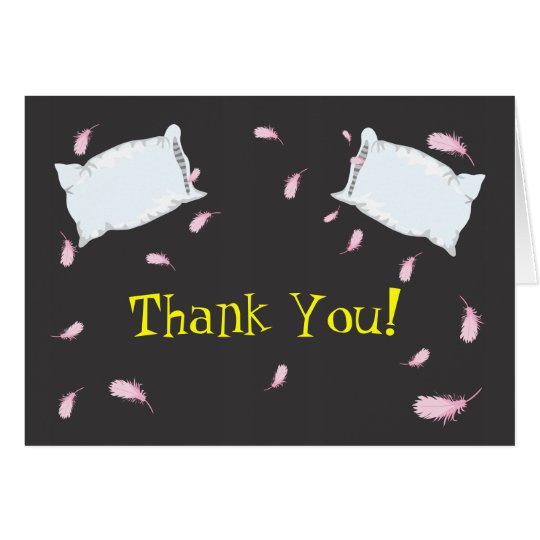 Slumber Party Pillow Fight Birthday Thank You Note Card