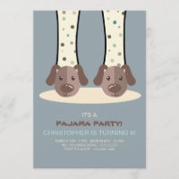 Slumber Party Puppy Slippers Invitation