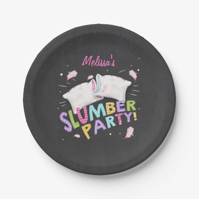Slumber Party Pyjamas Sleepover Plates Pink (Front)