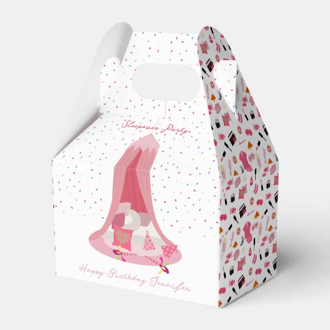 Slumber Party Sleepover Tent Kids Birthday Party Favour Box (Front Side)