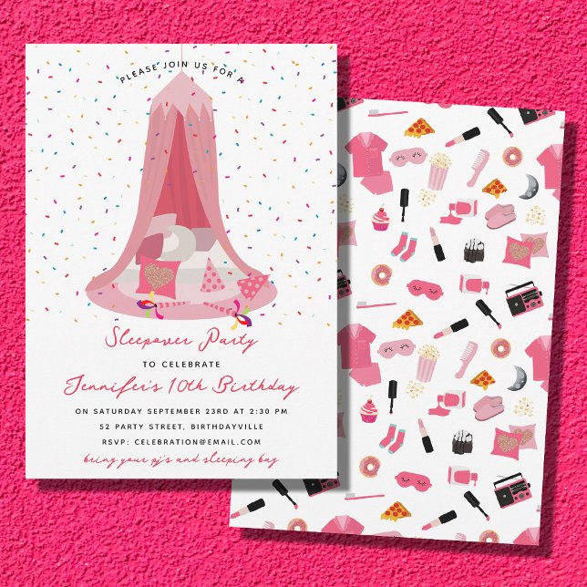 Slumber Party Sleepover Tent Kids Birthday Party Invitation (Slumber Party Sleepover Tent Kids Birthday Party Invitation)
