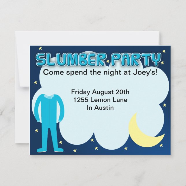 Slumber Party Sleepover Time Invitation (Front)