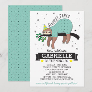 Slumber Party Sloth Invitation