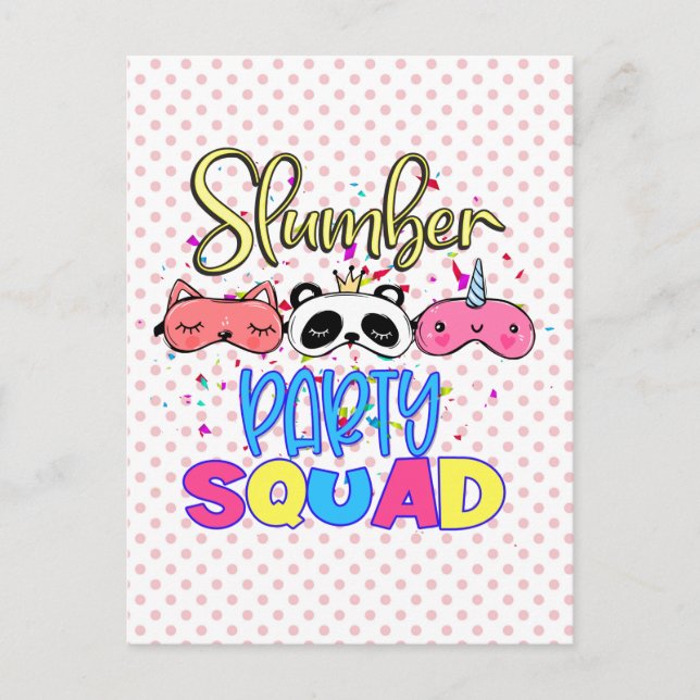 Slumber Party Squad Girls Pajamas Matching  Postcard (Front)