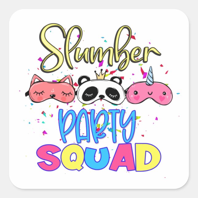 Slumber Party Squad Girls Pyjamas Matching  Square Sticker (Front)