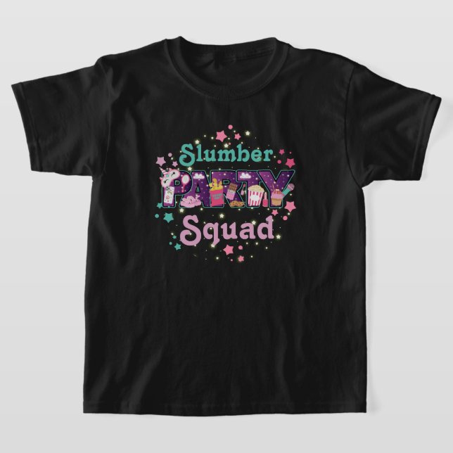 Slumber Party Squad Pajama Birthday Party Shirts (Laydown)