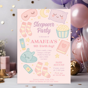 Slumber Party Style in Pink for Birthday Fun Invitation