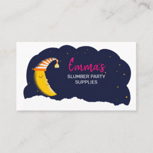 slumber party teepee hire sleep night nanny moon business card
