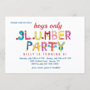 Slumber Party Word Invitation