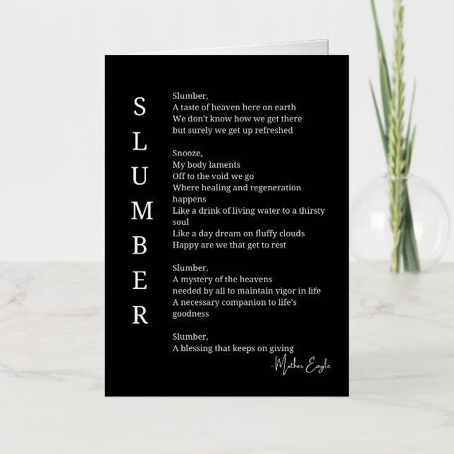 Slumber sleep dream time poem  foil greeting card (Front)