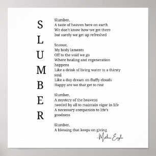 Slumber sleep dream time poem poster wall art