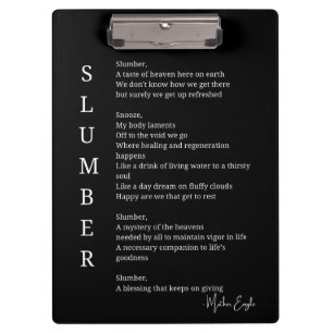Slumber sleep dream time poem poster wall art clipboard