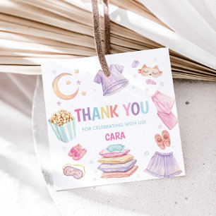 Slumber Sleep Over Birthday Party Square Favour Tags