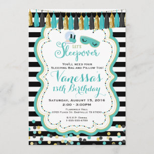 Slumber Sleepover Birthday Party Invitation