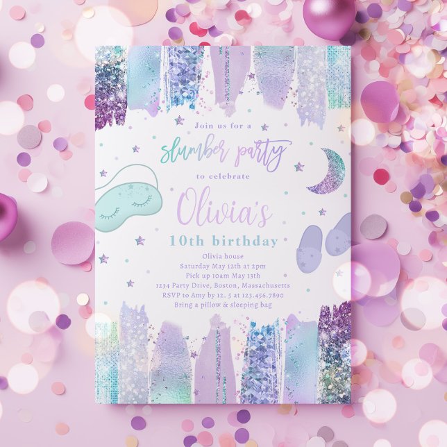 Slumber Sleepover Birthday Party Teen Tween Party Invitation (Creator Uploaded)