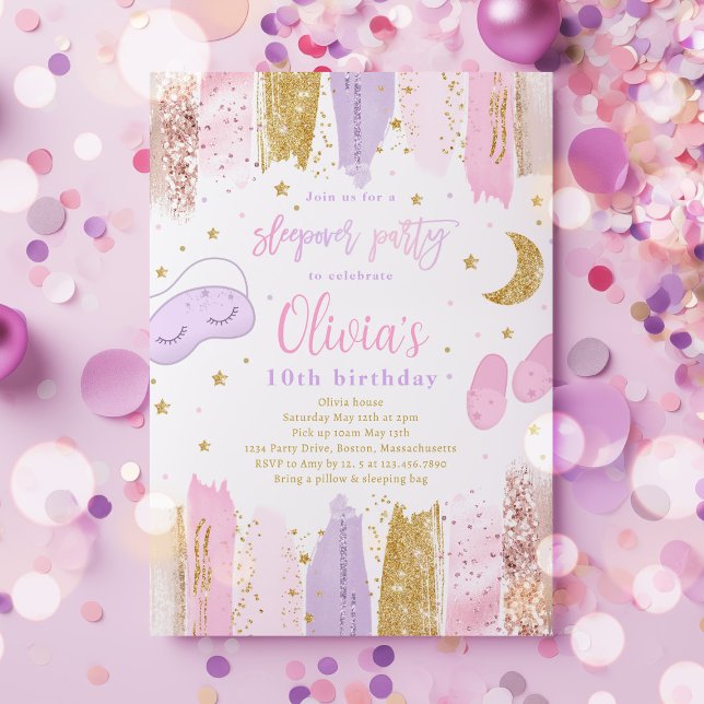 Slumber Sleepover Birthday Party Teen Tween Party Invitation (Creator Uploaded)