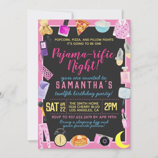 Slumber Sleepover Pajama-rific Invitation (Front)