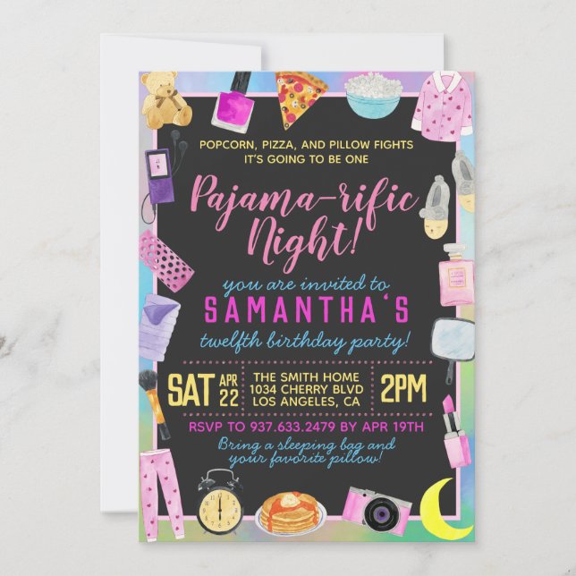 Slumber Sleepover Pajama-rific Invitation (Front)