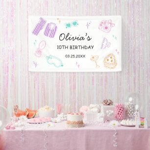 Slumber Sleepover Party Girl Birthday Banner