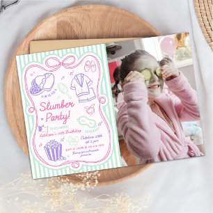 Slumber Sleepover Party Girl Birthday Photo Invitation