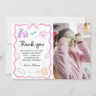 Slumber Sleepover Party Girl Birthday Photo Thank You Card