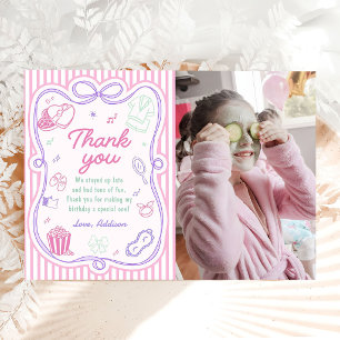 Slumber Sleepover Party Girl Birthday Photo Thank You Card