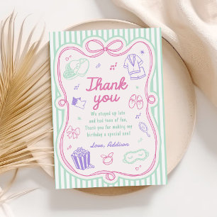 Slumber Sleepover Party Girl Birthday Thank You Card