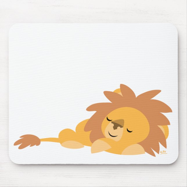 Slumbering Cartoon Lion mousepad (Front)