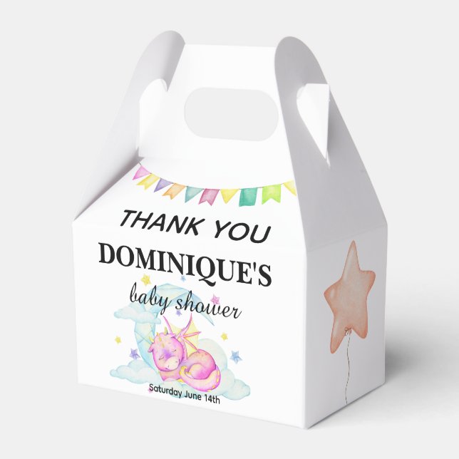 Slumbering Dragon Dreams - Baby Shower Favour Box (Front Side)