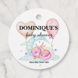 Slumbering Dragon Dreams - Baby Shower Favour Tags
