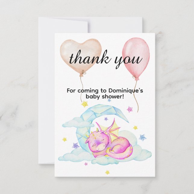Slumbering Dragon Dreams - Baby Shower  Thank You Card (Front)