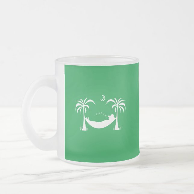 Slumbering Hammock Frosted Glass Coffee Mug (Left)