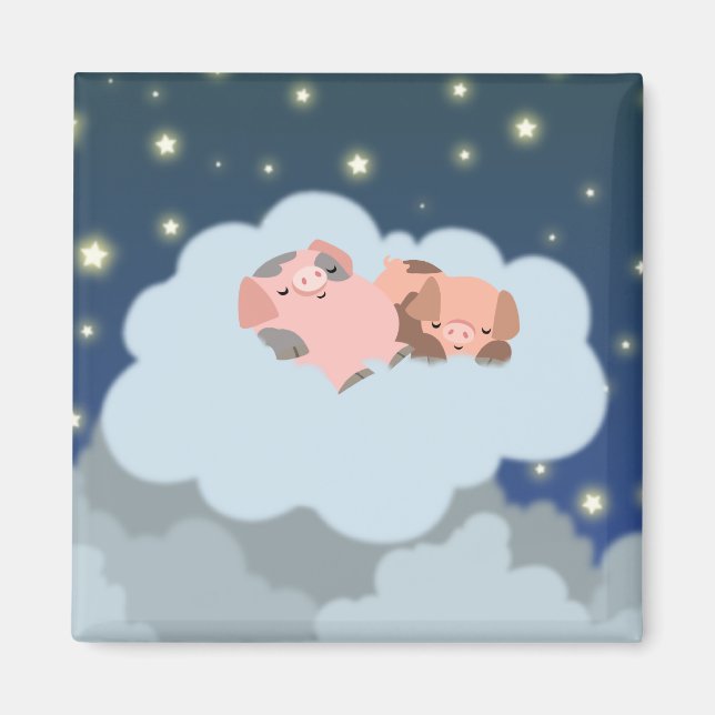 Slumbering Piglets cartoon magnet (Front)