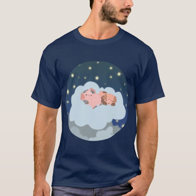 Slumbering Piglets cartoon T-shirt (Front)