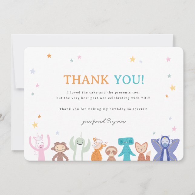 Slumberkins Character Birthday Thank You Card (Front)
