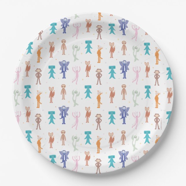 Slumberkins Characters Birthday Pattern Paper Plate (Front)