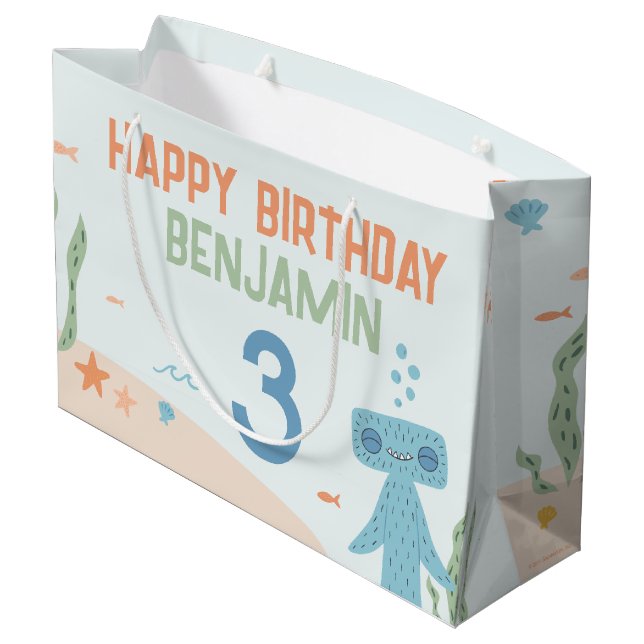 Slumberkins Hammerhead Birthday  Large Gift Bag (Back Angled)