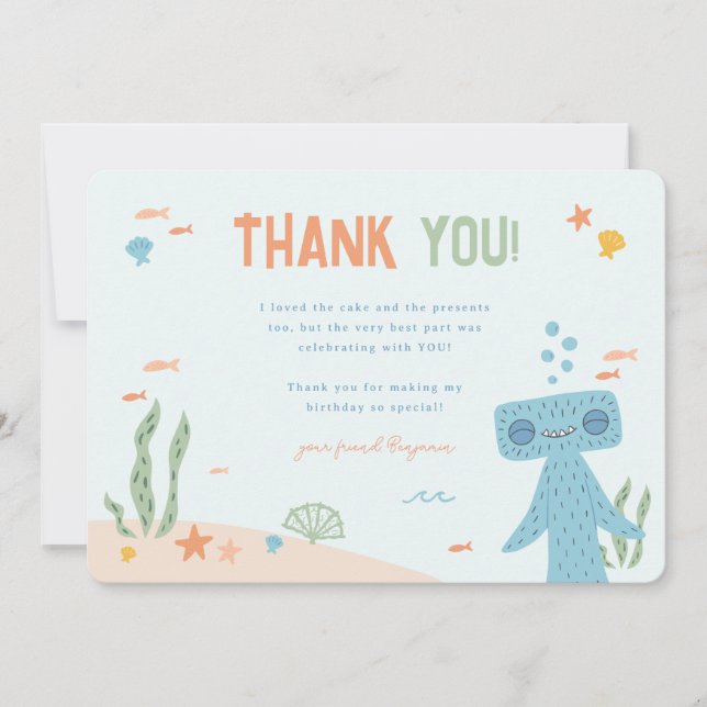 Slumberkins Hammerhead Birthday Thank You Card (Front)