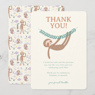 Slumberkins Sloth Birthday Thank You Card