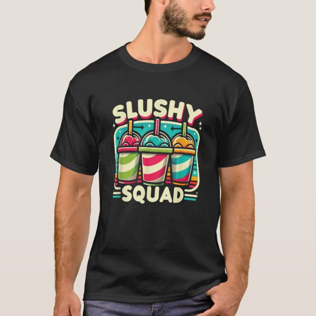 Slushy Squad Retro Rainbow Line Up T-Shirt (Front)