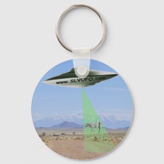 SLV UFO Keychain with UFO beaming up a Cow