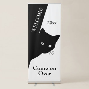 Sly Black Cat 3 Text Areas Welcome Date and More Retractable Banner