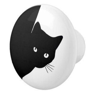 Sly Black Cat Ceramic Knob