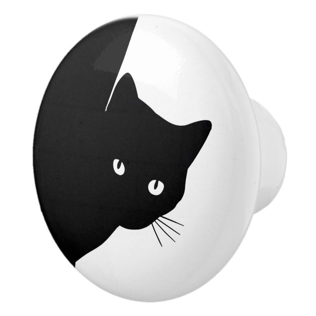 Sly Black Cat Ceramic Knob (Right)