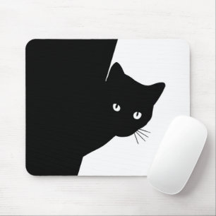 Sly Black Cat Mouse Mat