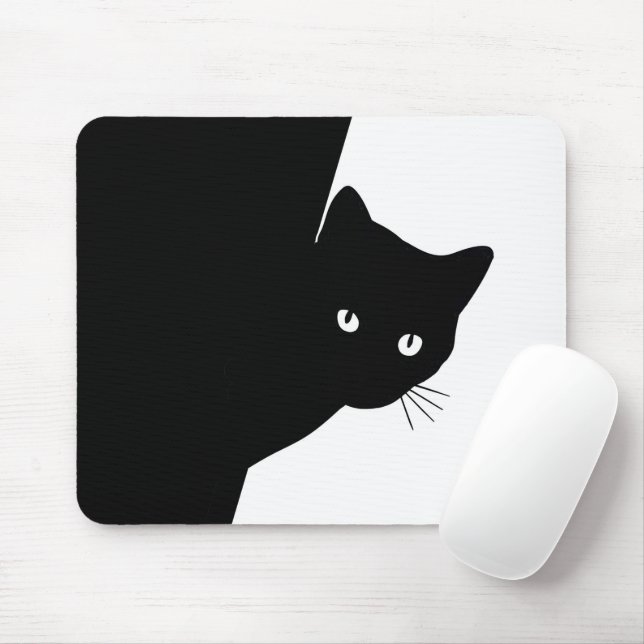 Sly Black Cat Mouse Mat (With Mouse)