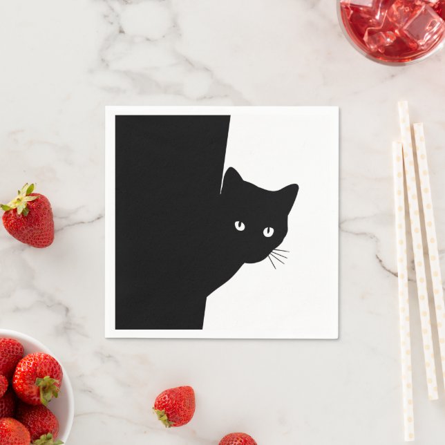 Sly Black Cat Napkin (Insitu)