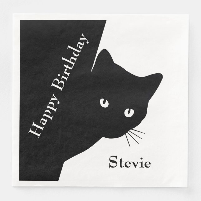 Sly Black Cat Napkin (Front)